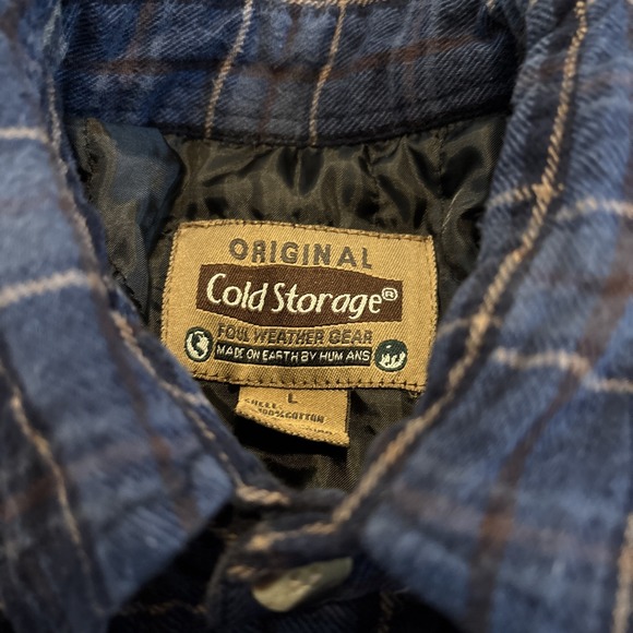 ORIGINAL COLD STORAGE FOUL WEATHER GEAR PLAID Insulated FLANNEL SHIRT Blue MEN L - Picture 3 of 5